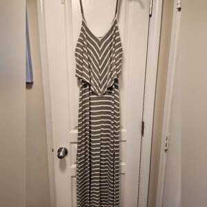 Gray and white stripe maxi dress